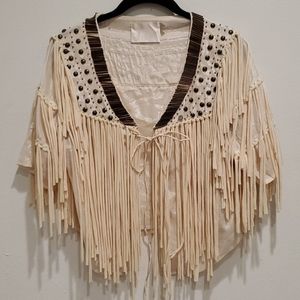 Unique fringe crop top